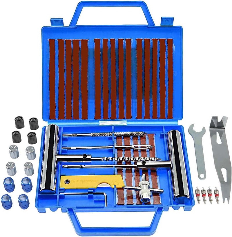 TILIBOTE Tire Repair Kit,46pcs Heavy Duty Tire Plug Kit, with Universal Tire Patch Kit to Plug Flats for Car/Motorcycle/Truck/Tractor/Trailer/RV/ATV - Image 1